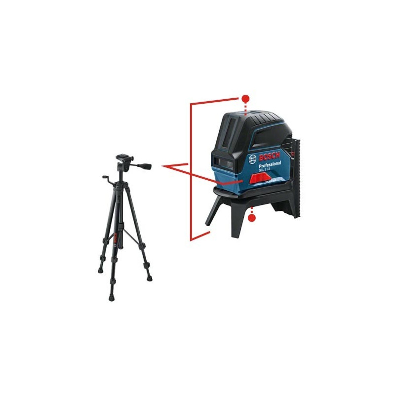 & Bosch TT 150 Trépied télescopique 55 laser rouge, pour lintérieur, avec points d’aplomb, portée : 15 m, 3 piles AA Bosch Professional laser ligne en croix GCL 2-15 157 cm de niveaux Laser 