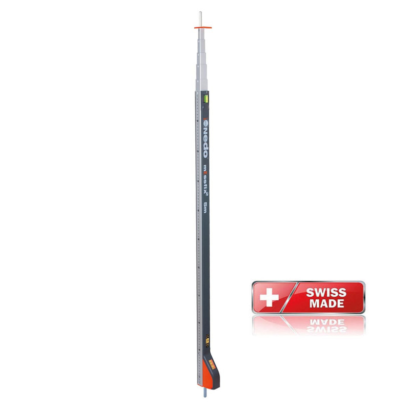Pige de mesure télescopique 5 m avec pointe mEssfix2 Nedo