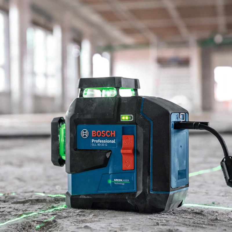 Laser 360 vert Bosch GLL 80-33G – niveau laser 3 plans 360°